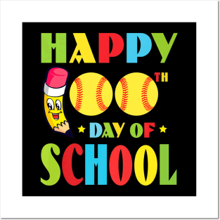 100 Days Of School Softball Player Posters and Art